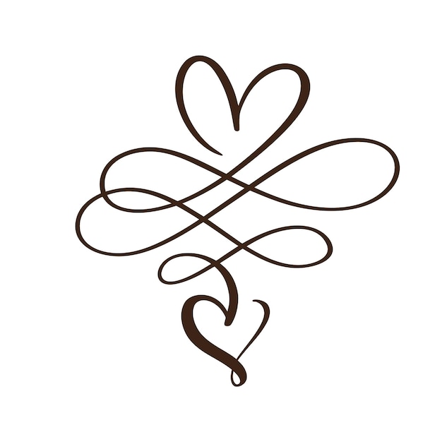 Vecteur logo de signe d'amour de coeur. concevoir un élément florissant pour la carte de la saint-valentin. illustration vectorielle. mariage de symbole romantique infini.