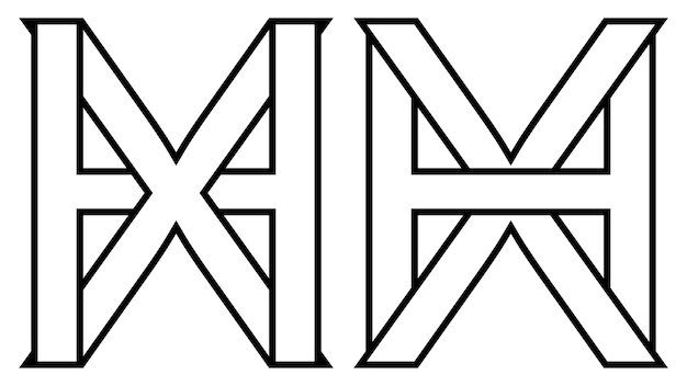 Vecteur logo signe hx xh icône nft lettres entrelacées xh