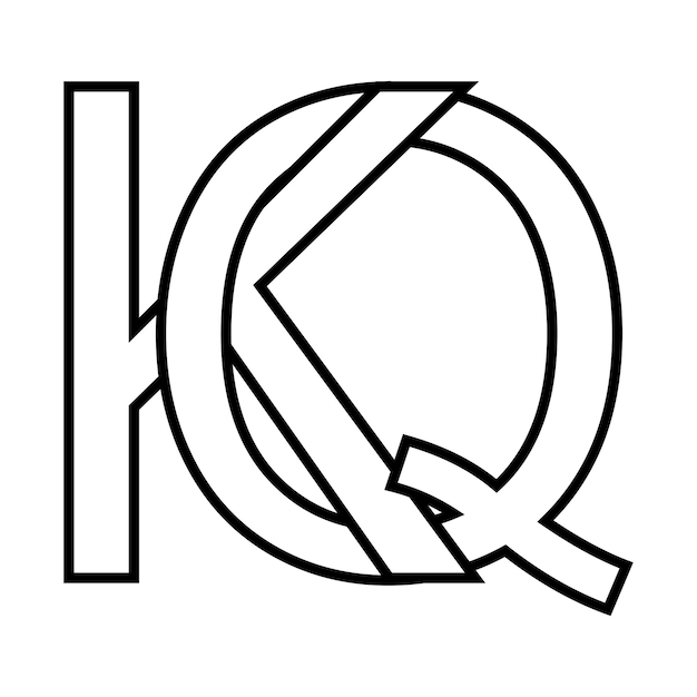 Logo Signe Kq Qk Icône Lettres Doubles Logotype Qk