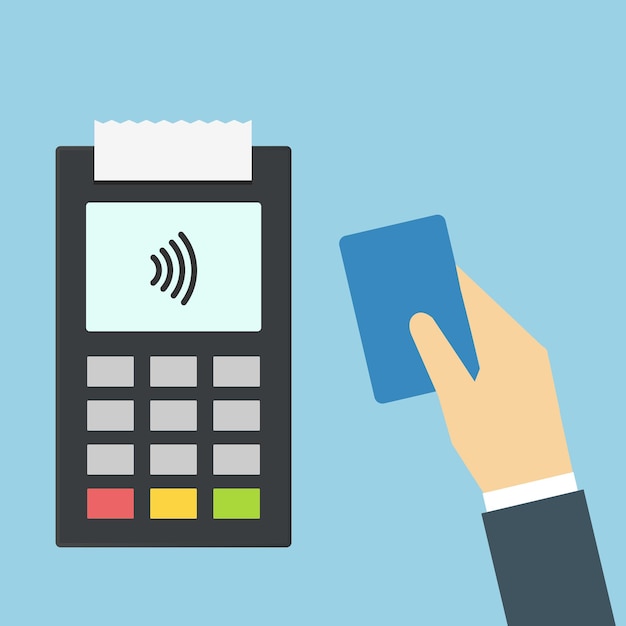 Vecteur logo de signe de paiement sans fil sans contact carte de crédit carte de débit tactile concept de vecteur de paiement nfc