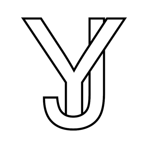 Logo Signe Yj Jy Icône Double Lettres Logotype Yj