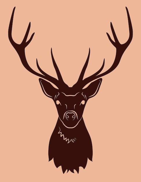 Logo Avec Silhouette De Cerf Sur Fond Beige