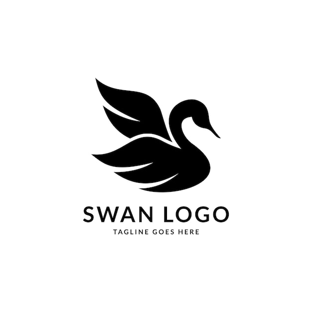 logo silhouette cygne ailes battantes.