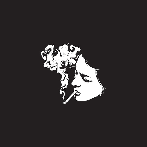 Logo De Silhouette De Femme Qui Fume