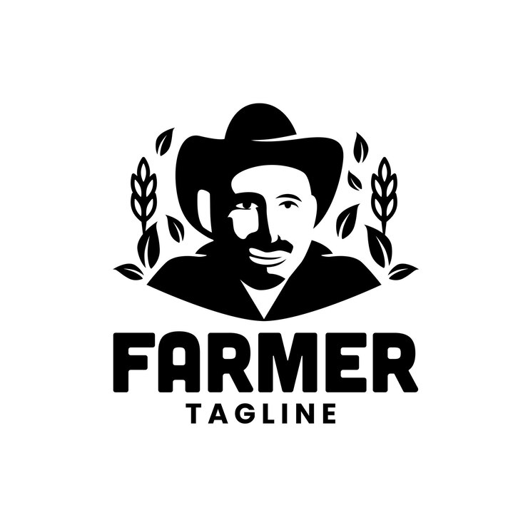 Vecteur logo silhouette homme fermier