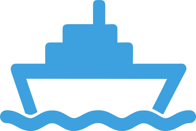 Vecteur logo de la silhouette de l'icône de ligne du navire dans le style plat