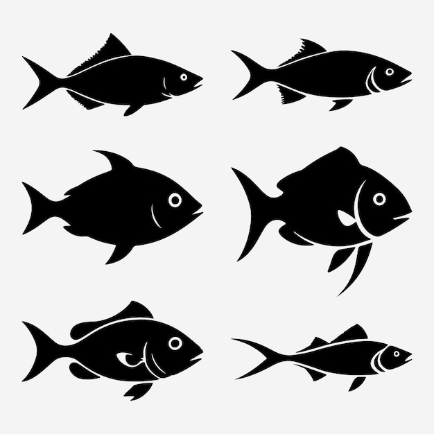 Le Logo De La Silhouette De L'icône Plate De L'animal De Poisson