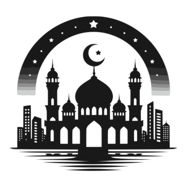 Logo de la silhouette de la mosquée à fond blanc isolé