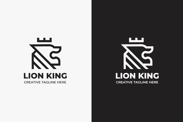 Logo Silhouette noir et blanc du roi lion