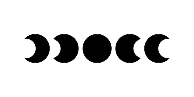 Logo de silhouette noire de phases de lune de vecteur