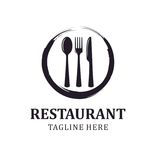 Logo De Silhouette Simple Du Couteau à Cuillère à Fourchette Pour La Conception Du Logo Du Restaurant