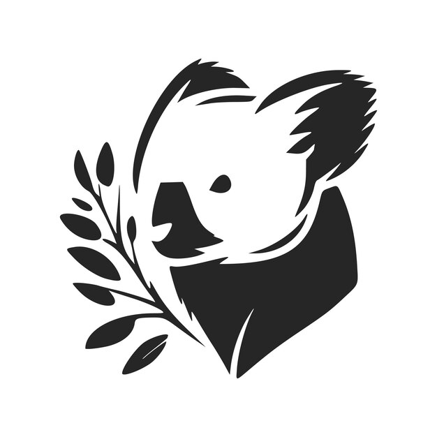 Vecteur logo simple noir et blanc avec charmant koala