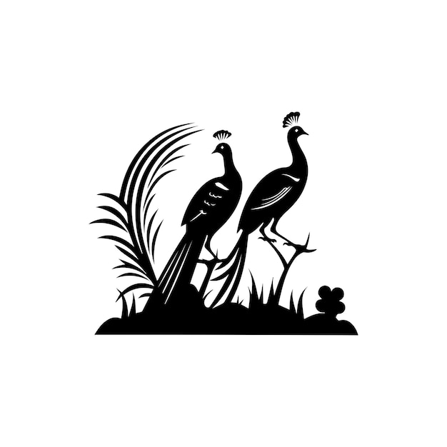 logo simple Une paire de faisans dans la nature
