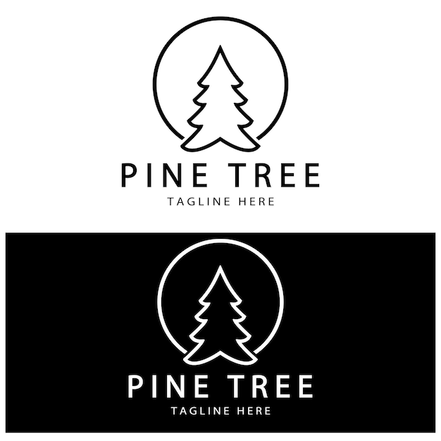 Vecteur logo simple pin ou sapin à feuilles persistantes pour les aventuriers de la forêt de pins camping nature badges et affaires