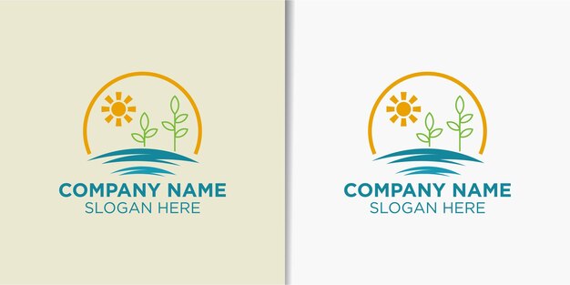 Logo simple pour le modèle de conception de logo nature agriculture et paysage