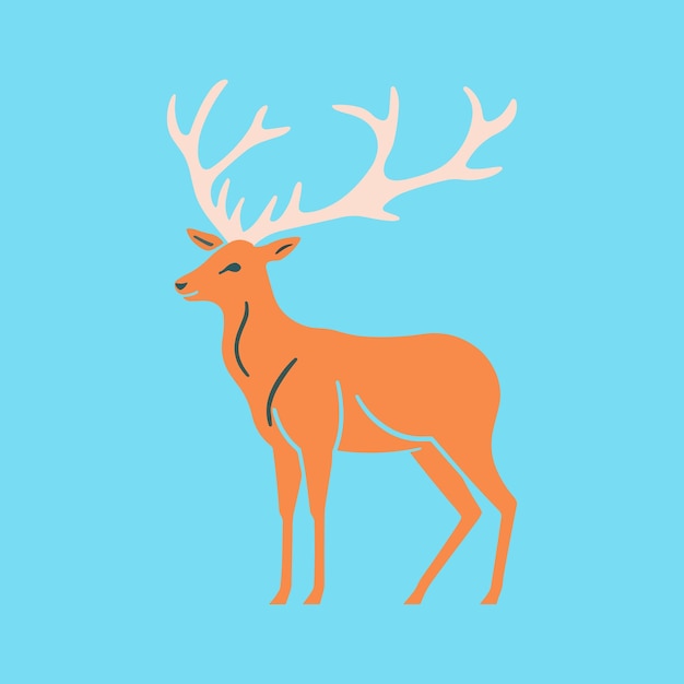 Un logo simple d'un vecteur plat de ligne élégante de renne