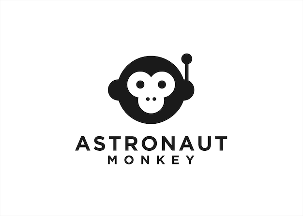 Logo De Singe De L'espace Avec Modèle D'illustration Vectorielle D'icône De Casque De Singe Et D'astronaute