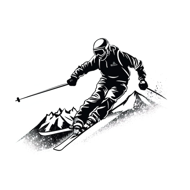 Vecteur logo ski noir