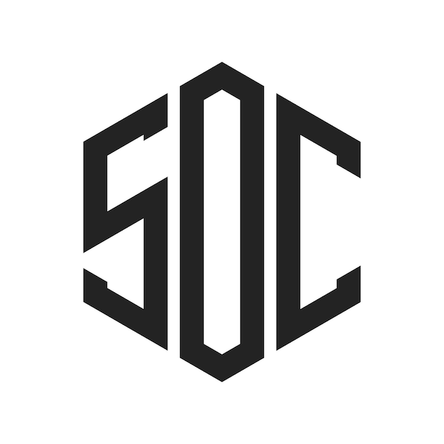 Logo SOC Design Lettres initiales Logo SOC Monogramme en utilisant une forme hexagonale