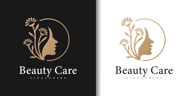 Logo De Soins De Beauté Féminins Pour Salon Avec Concept D'élément Créatif Premium Vektor