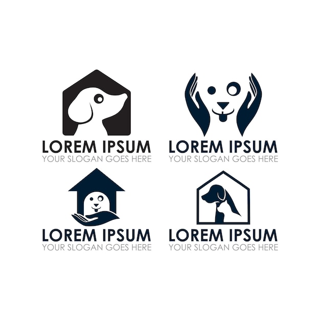 Vecteur logo de soins pour animaux de compagnie, logo vétérinaire