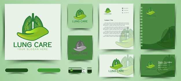 Logo De Soins Pulmonaires Vert Et Business Branding Template Designs Inspiration Isolé Sur Fond Blanc