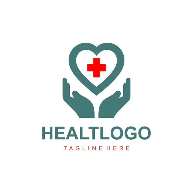 Logo des soins de santé avec le symbole des mains et du cœur