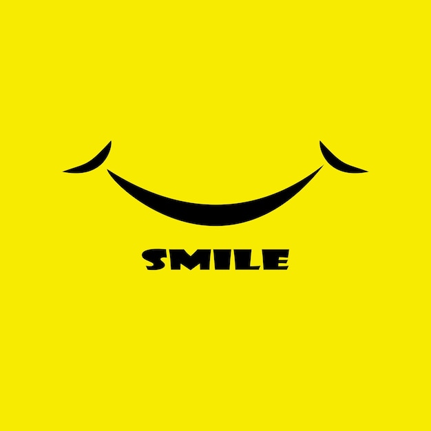 Logo De Sourire Vectoriel Sur Fond Jaune