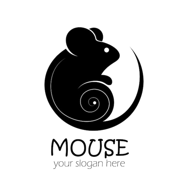 Logo de souris vectoriel noir et blanc