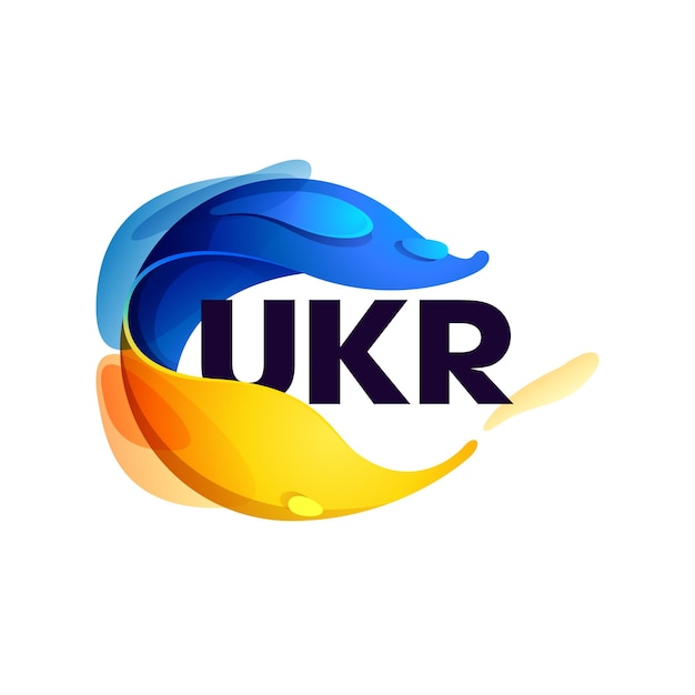 Logo Sphère Aux Couleurs Du Drapeau Ukrainien Avec Lettrage Ukr Emblème Vectoriel Coloré Dans Le Style De Volume