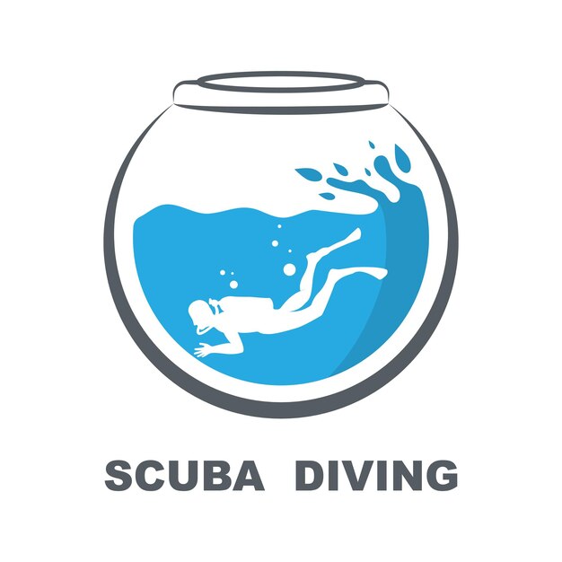Logo De Sport De Plongée Sous-marine Sous L'eau Vector Illustrator Silhouette Logo Design