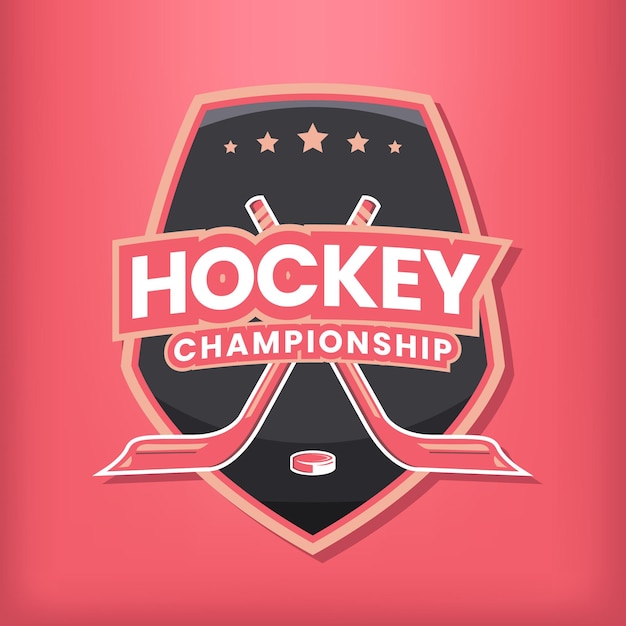 Logo de sports de hockey dans un style minimaliste moderne sur fond rose