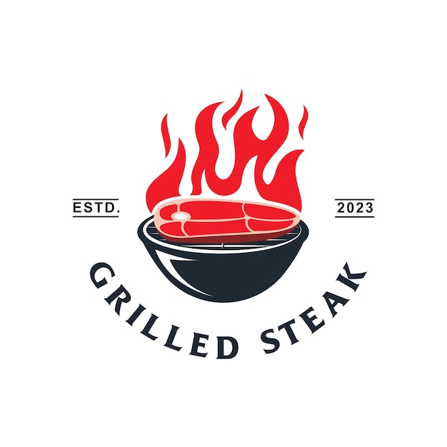 Vecteur logo de steak grill barbecue emblèmes de vecteurs isolés restaurant ou steak house