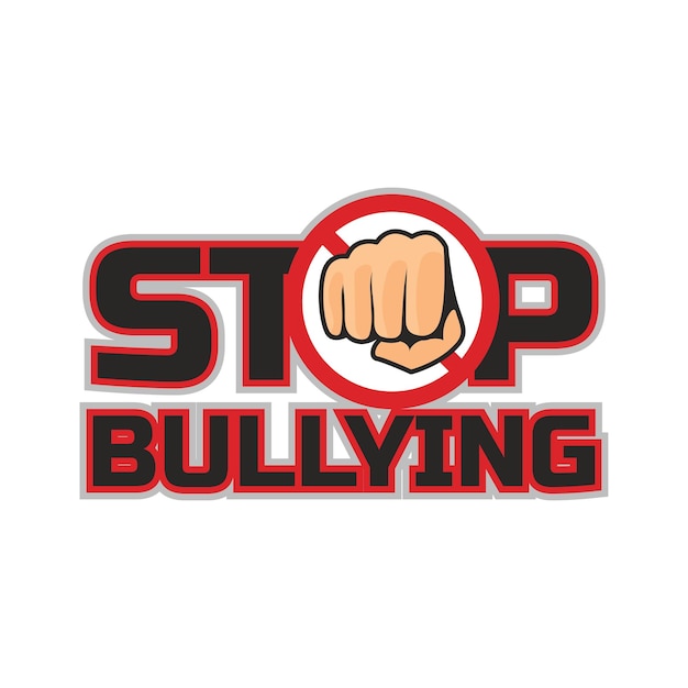 Vecteur un logo stop bullying avec une main avec les mots stop bullying dessus