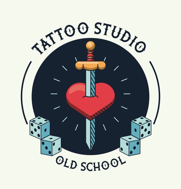 Logo De Studio De Tatouage épée En Coeur