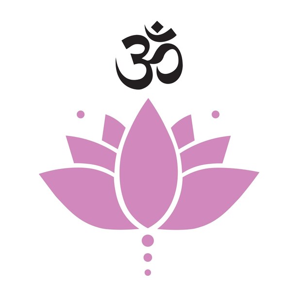 Vecteur logo de studio de yoga avec un lotus rose