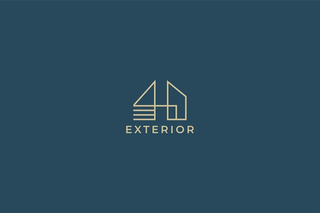 Logo Style Ligne Géométrique Abstraite Entreprise Architecte Maison Design Extérieur Branding