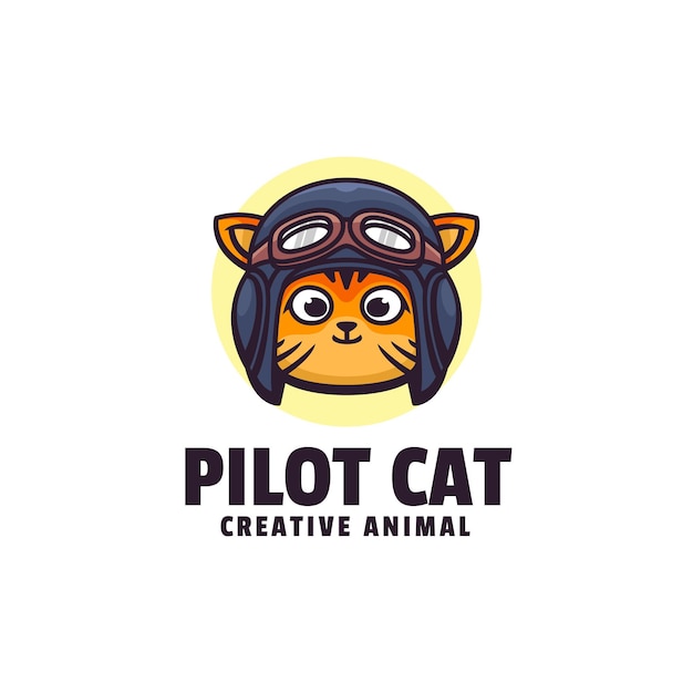 Logo De Style Mascotte Simple Chat Pilote