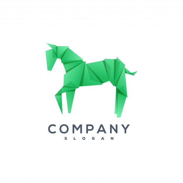 Logo De Style Origami Cheval