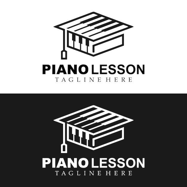 Logo De Symbole De Leçon De Piano, Création De Logo De Chapeau De Piano