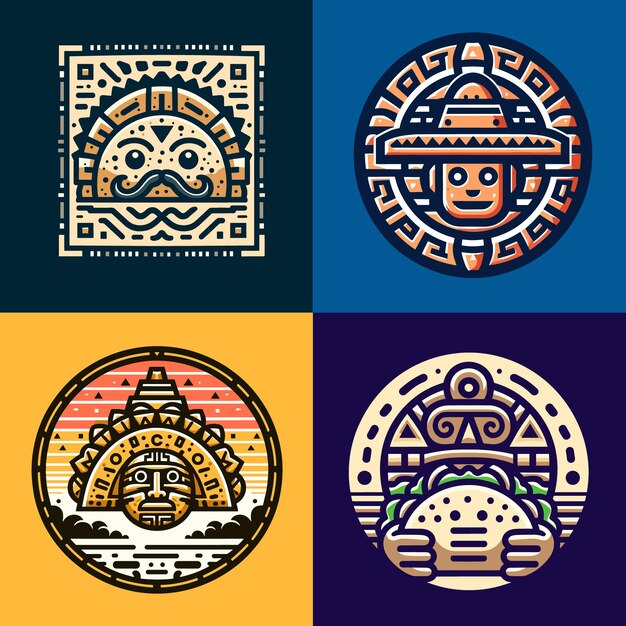 Vecteur le logo des tacos patron azteque