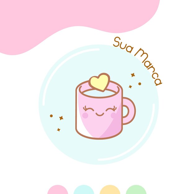 Le logo de la tasse est mignon, Vector.
