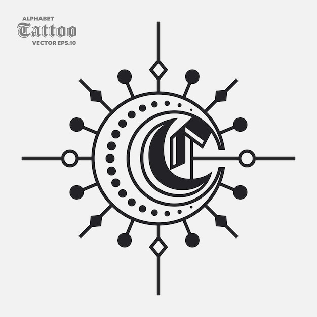 Logo de tatouage alphabet C