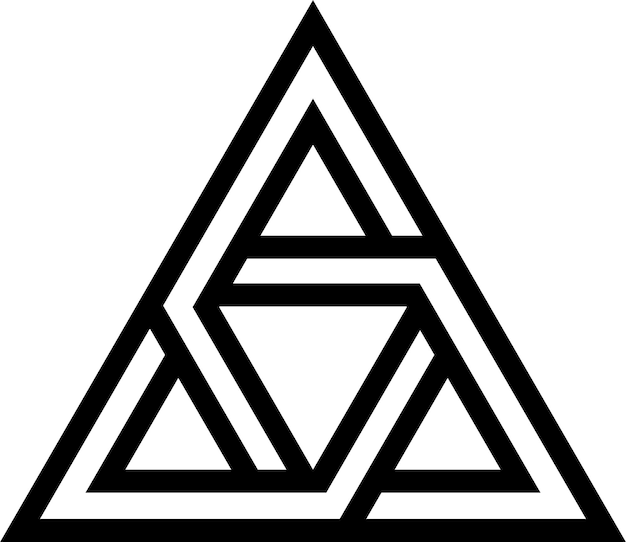 Logo tatouage triangle côtés imbriqués vecteur conception futuriste progrès scientifique