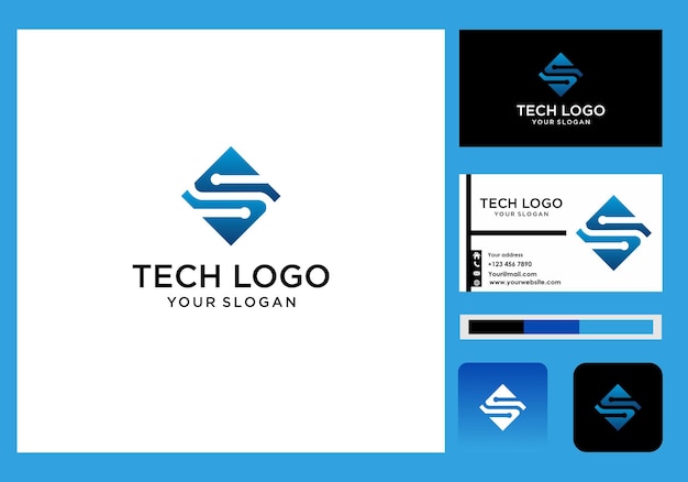 logo tech et icône de carte de visite