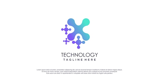 Logo Tech avec lettre x concept vecteur premium