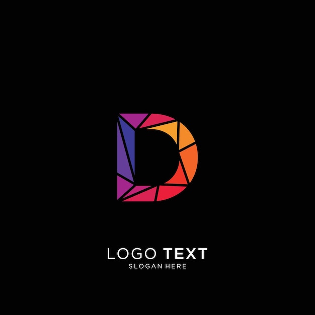 D Logo Technology coloré sur fond noir