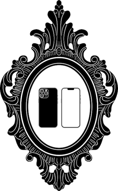 Logo De Téléphone Intelligent D'art En Ligne Avec Cadre Floral Modèle De Silhouette Fait Main 27