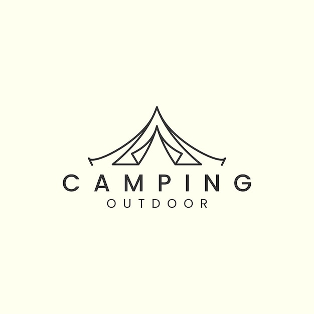 Logo De Tente De Camping Avec Illustration Vectorielle Linéaire Conception De Modèle D'icône D'arbre De Camp D'été