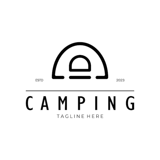 Logo De Tente Vintage Et Rétro Camping Avec Arbre De Tente Et Signe De Feu De Joie Aventuriers Scouts Grimpeurs